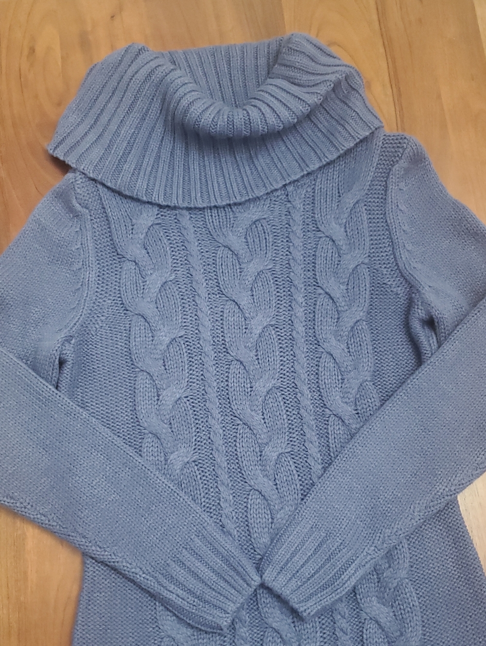 VENUS Light Blue Cable Turtleneck Sweater Dress